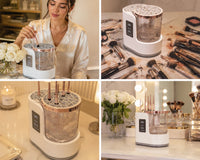 Velmora automatic makeup brush cleaner - lifestyle collage